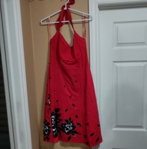 Le Chateau Red Rose Backless Dress Size M